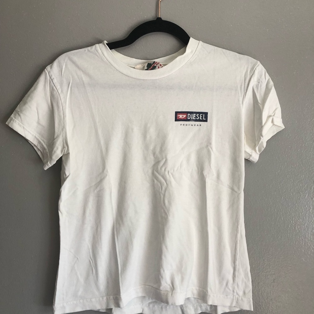 Vintage Diesel White Fitted Short Sleeve T-Shirt